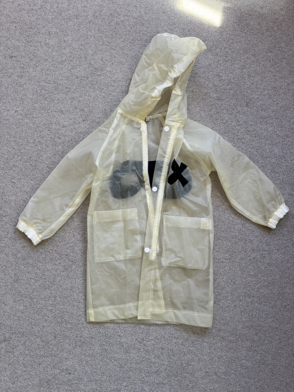 Kids Yellow Transparent Hooded Raincoat with Pockets